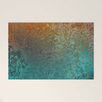 Teal and Copper Rust in Vintage Aesthetic Grunge Welcome Mat Gallery Image 1