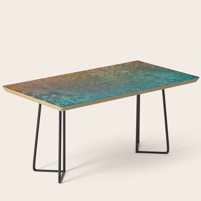Teal and Copper Rust in Vintage Aesthetic Grunge Coffee Table Gallery Image 1