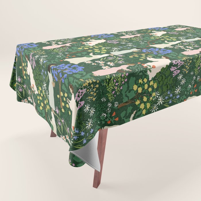 Ladies working in the garden Tablecloth Gallery Image 1