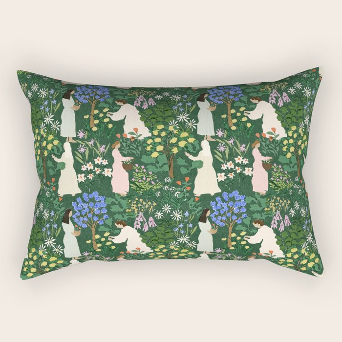Ladies working in the garden Rectangular Pillow Gallery Image 2
