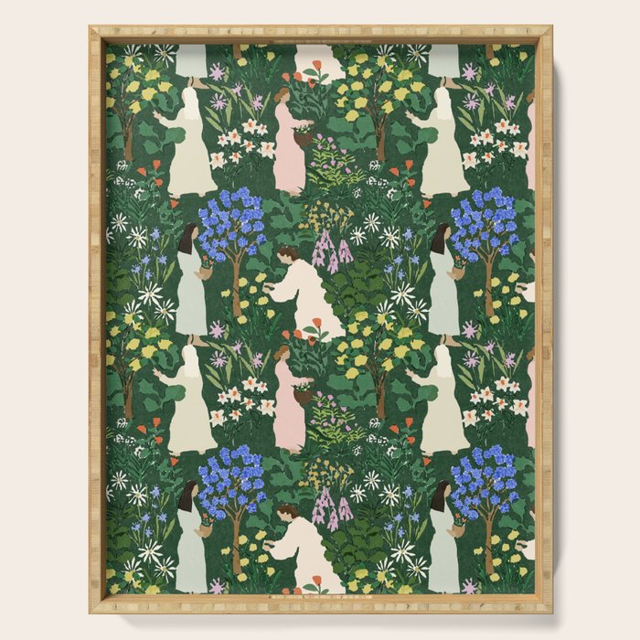 Ladies working in the garden Serving Tray Gallery Image 1