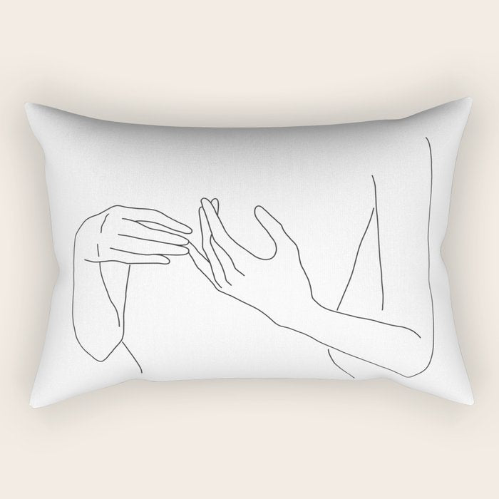 Line Hands 2 Rectangular Pillow Gallery Image 1