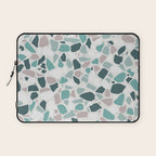 Festive, Terrazzo Mosaic Pattern, Teal, Green, Sage, Dusky Pink Laptop Sleeve Gallery Image 1