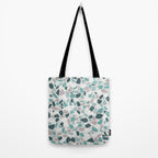 Festive, Terrazzo Mosaic Pattern, Teal, Green, Sage, Dusky Pink Tote Bag Gallery Image 2