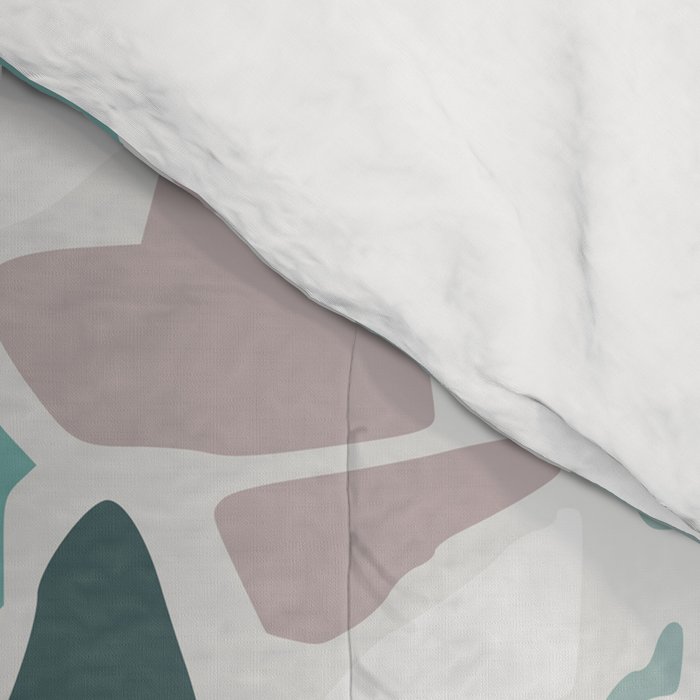 Festive, Terrazzo Mosaic Pattern, Teal, Green, Sage, Dusky Pink Comforter Gallery Image 4
