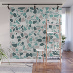 Festive, Terrazzo Mosaic Pattern, Teal, Green, Sage, Dusky Pink Wall Mural Gallery Image 1