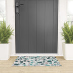 Festive, Terrazzo Mosaic Pattern, Teal, Green, Sage, Dusky Pink Welcome Mat Gallery Image 3