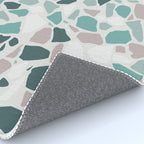 Festive, Terrazzo Mosaic Pattern, Teal, Green, Sage, Dusky Pink Rug Gallery Image 4