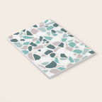 Festive, Terrazzo Mosaic Pattern, Teal, Green, Sage, Dusky Pink Notebook Gallery Image 3