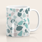 Festive, Terrazzo Mosaic Pattern, Teal, Green, Sage, Dusky Pink Coffee Mug Gallery Image 1