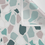 Festive, Terrazzo Mosaic Pattern, Teal, Green, Sage, Dusky Pink Wall Tapestry Gallery Image 3