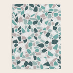 Festive, Terrazzo Mosaic Pattern, Teal, Green, Sage, Dusky Pink Poster Gallery Image 4