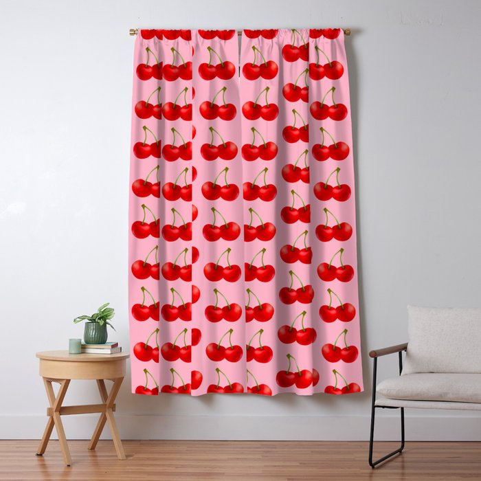 Y2K Cherries - Pink Pattern Large Window Curtain Gallery Image 5