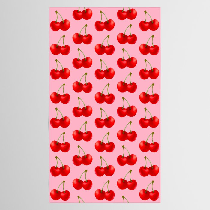 Y2K Cherries - Pink Pattern Large Tablecloth Gallery Image 2