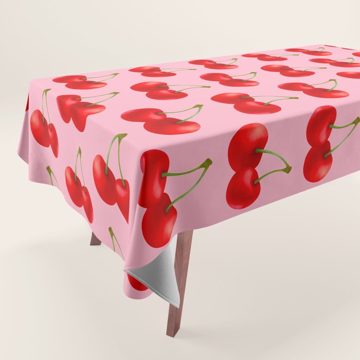 Y2K Cherries - Pink Pattern Large Tablecloth Gallery Image 1