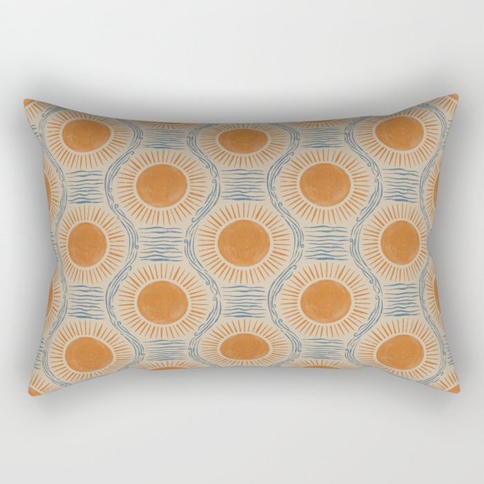 Boho Sun And Sea Vintage Ogee Rectangular Pillow