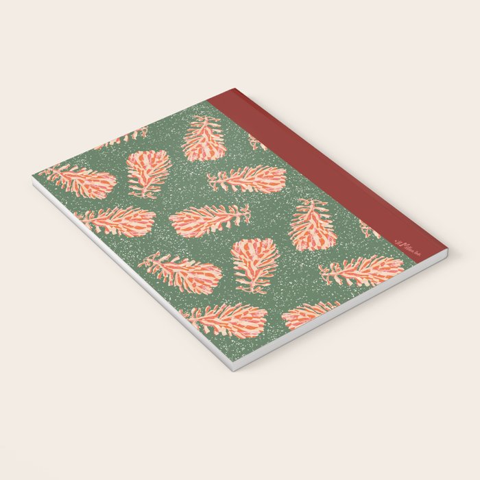 Dancing Pinecones in Sage Green & Red Notebook Gallery Image 3