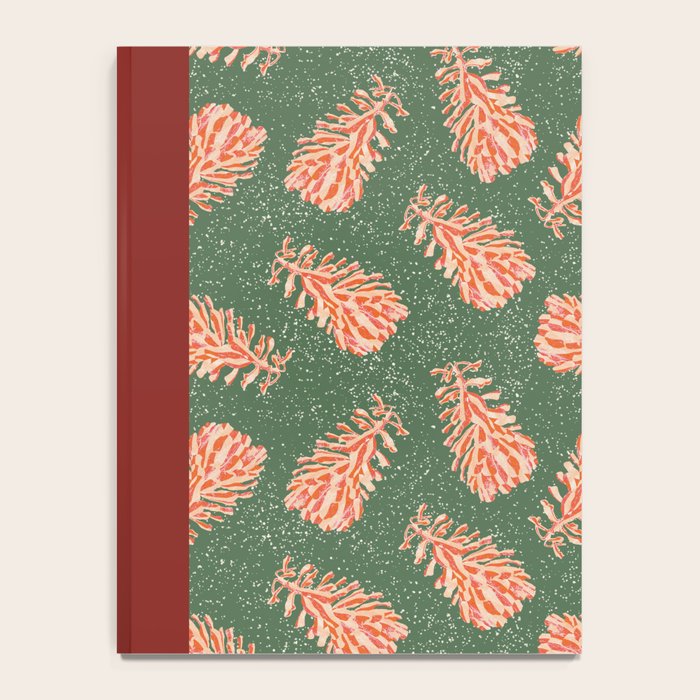 Dancing Pinecones in Sage Green & Red Notebook Gallery Image 4