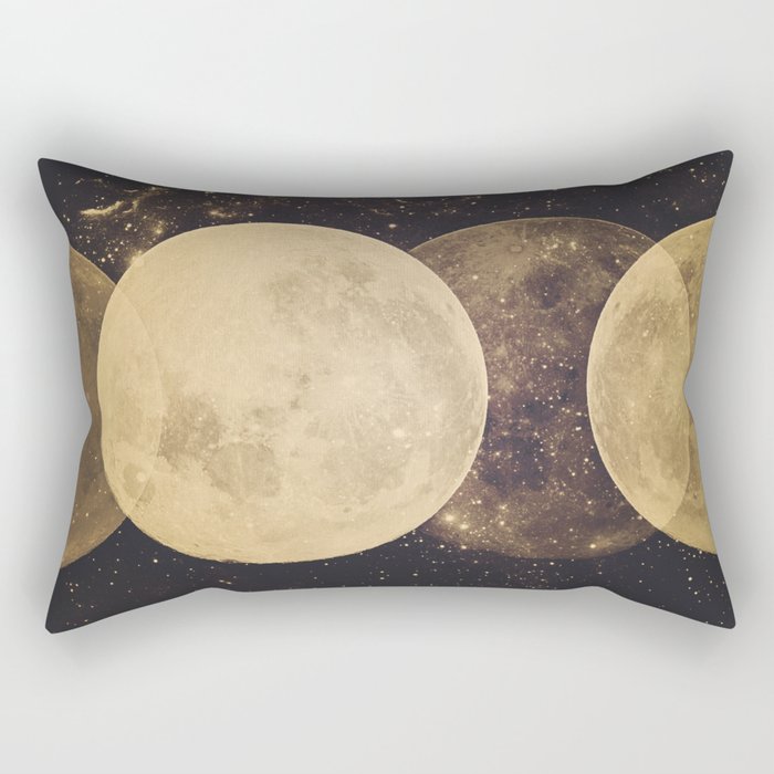 Gold Moon Phases Rectangular Pillow Gallery Image 1