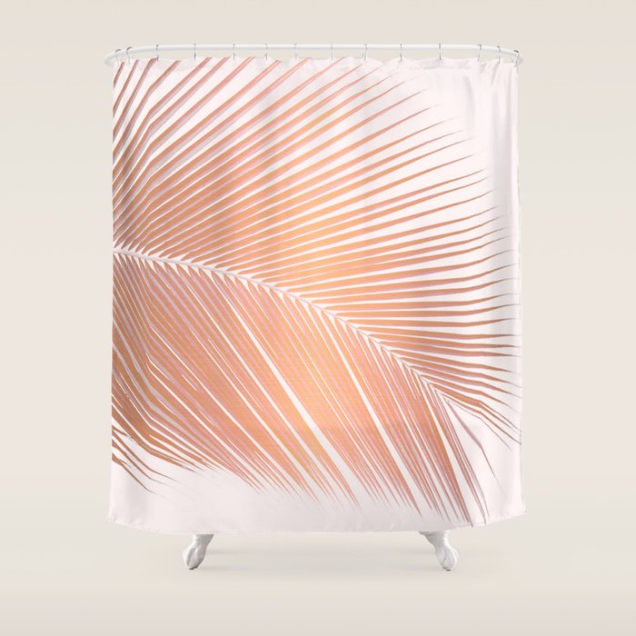 Palm leaf - copper pink Shower Curtain Gallery Image 1