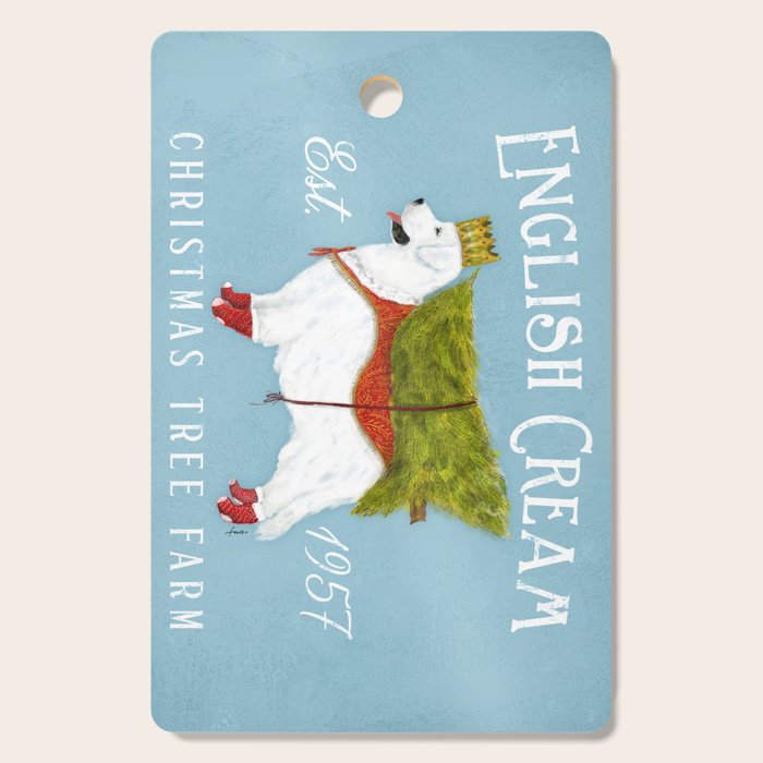 English Cream golden retriever dog christmas tree holiday farm art  Cutting Board Gallery Image 1