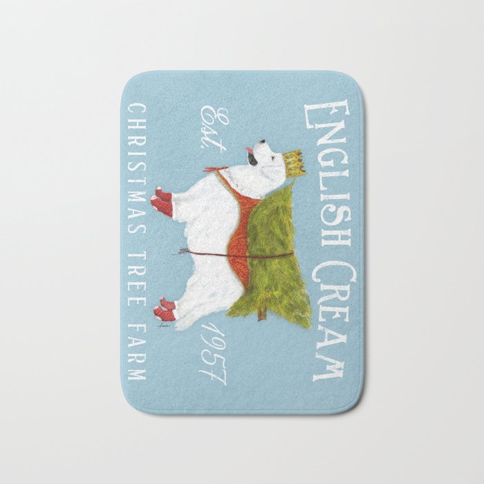English Cream golden retriever dog christmas tree holiday farm art  Bath Mat Gallery Image 1