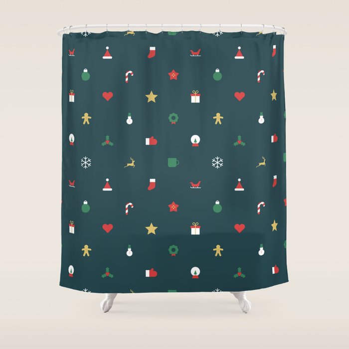 Geometric christmas decoration pattern Shower Curtain Gallery Image 1