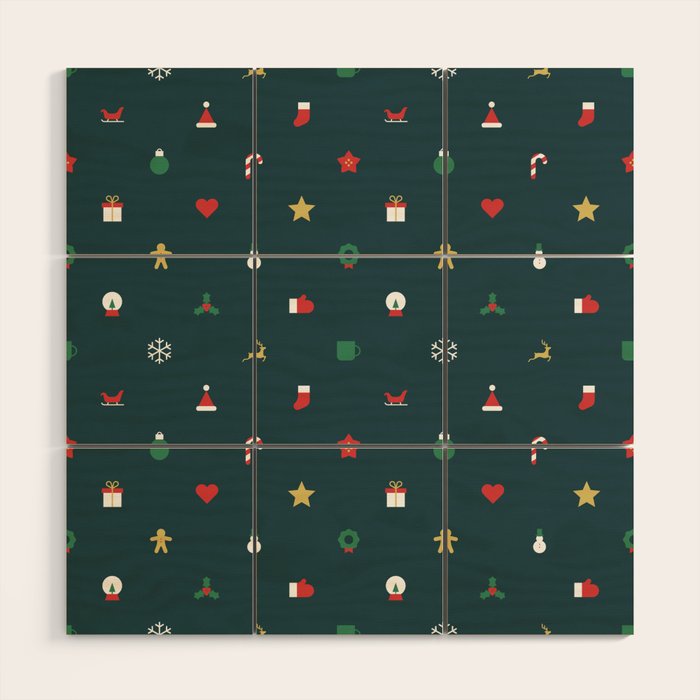 Geometric christmas decoration pattern Wood Wall Art Gallery Image 1
