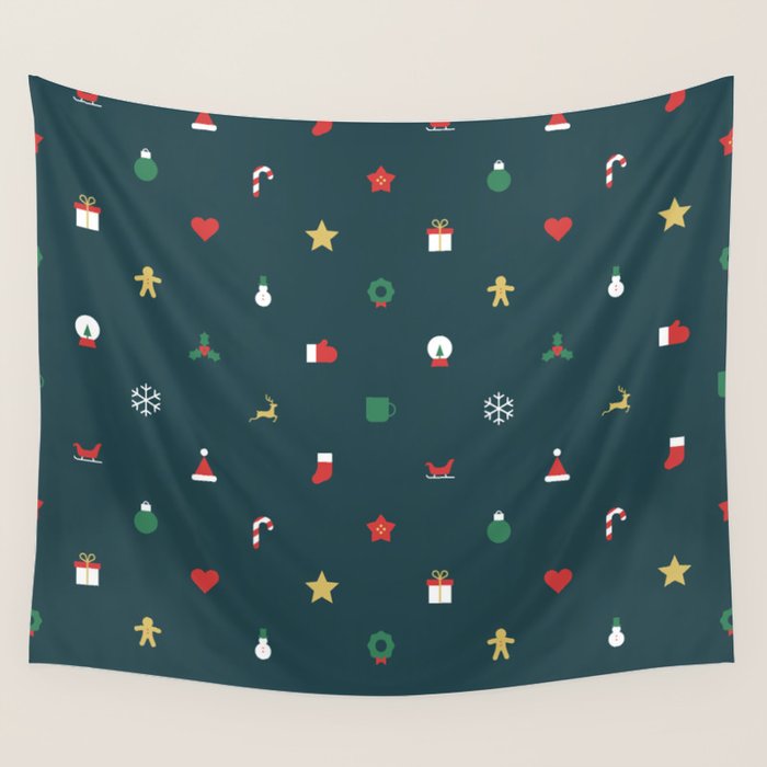 Geometric christmas decoration pattern Wall Tapestry Gallery Image 4