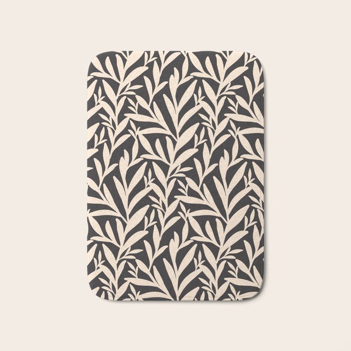 Black and White Leaves 2  Bath Mat Gallery Image 1