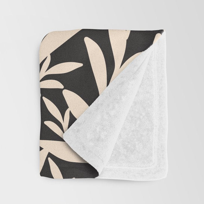 Black and White Leaves 2  Throw Blanket Gallery Image 3