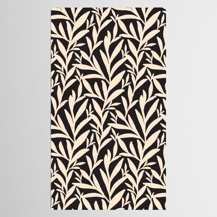 Black and White Leaves 2  Tablecloth Gallery Image 2
