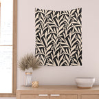 Black and White Leaves 2  Wall Tapestry Gallery Image 2