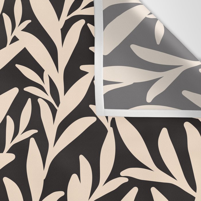 Black and White Leaves 2  Wall Tapestry Gallery Image 3