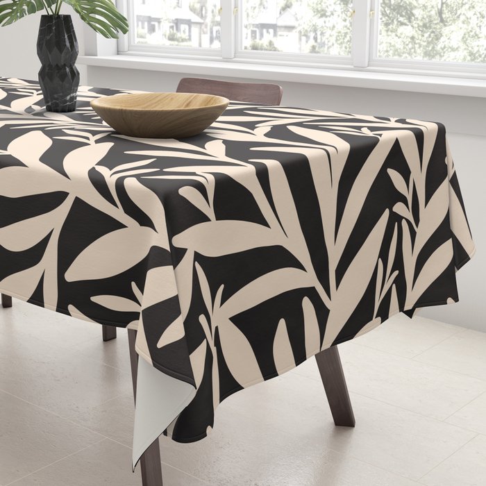 Black and White Leaves 2  Tablecloth Gallery Image 3