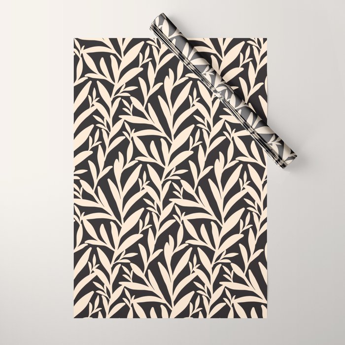 Black and White Leaves 2  Wrapping Paper Gallery Image 1