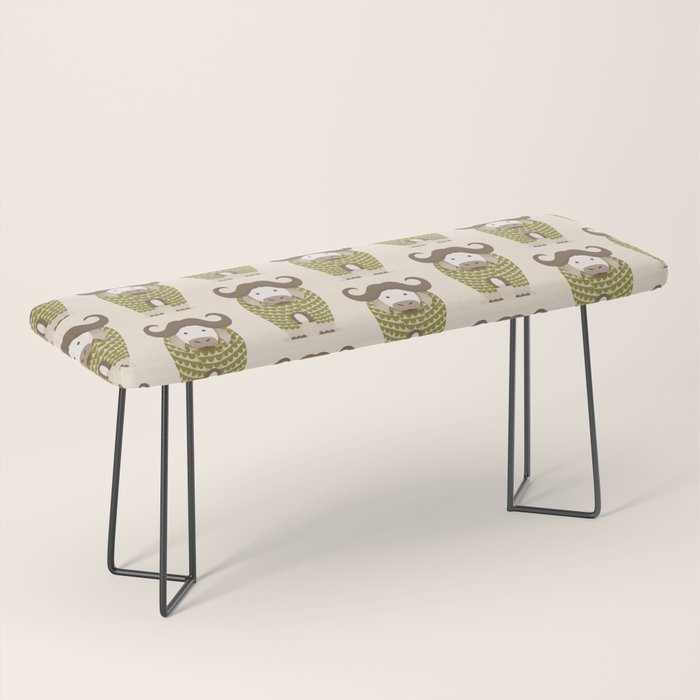 Whimsical Cape Buffalo Bench Gallery Image 1