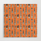 Retro hand drawn cactus plant pattern Wood Wall Art Gallery Image 1