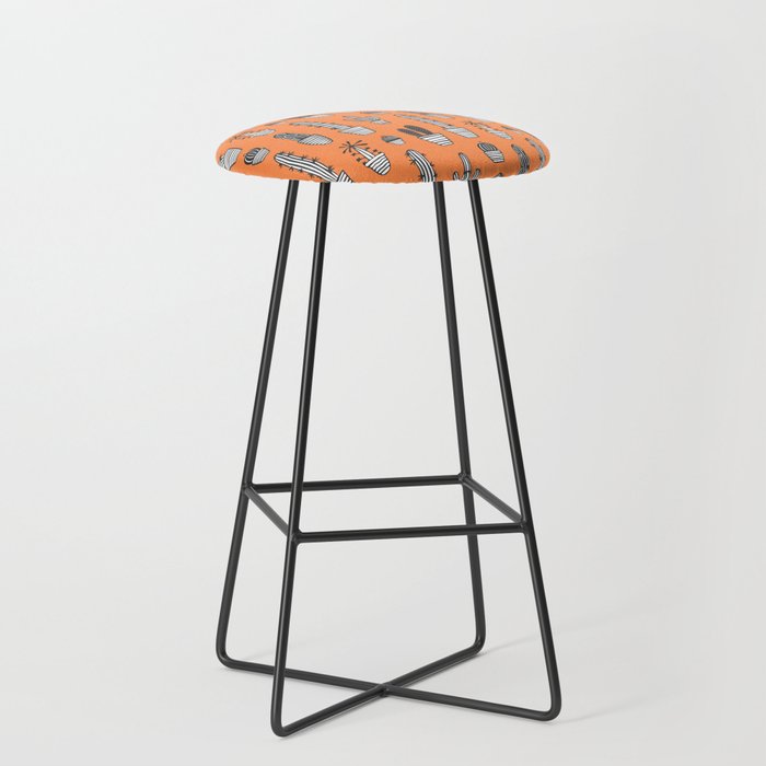 Retro hand drawn cactus plant pattern Stool Gallery Image 1