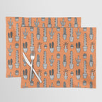 Retro hand drawn cactus plant pattern Placemat Gallery Image 1