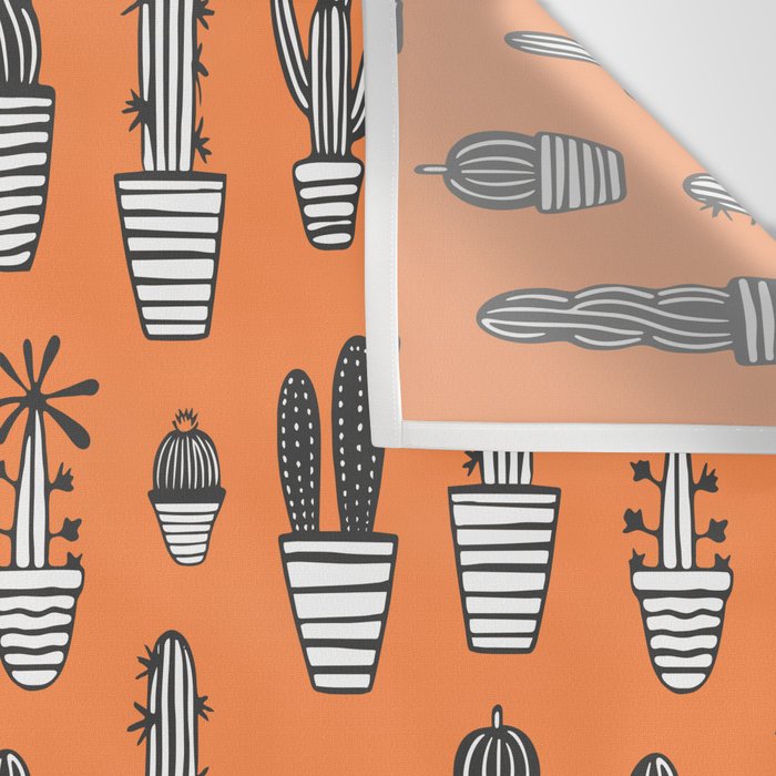 Retro hand drawn cactus plant pattern Wall Tapestry Gallery Image 3