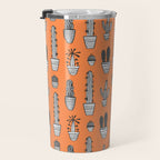 Retro hand drawn cactus plant pattern Travel Mug Gallery Image 3