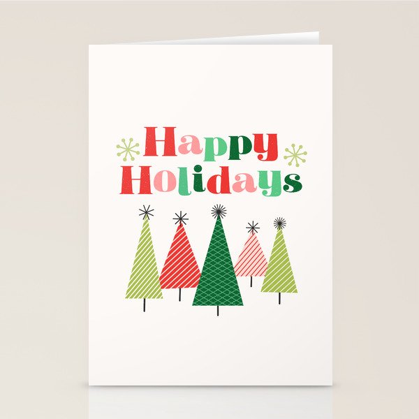 Mid Century Happy Holidays Stationery Card Gallery Image 2