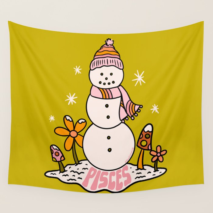 Pisces Snowman Wall Tapestry Gallery Image 4