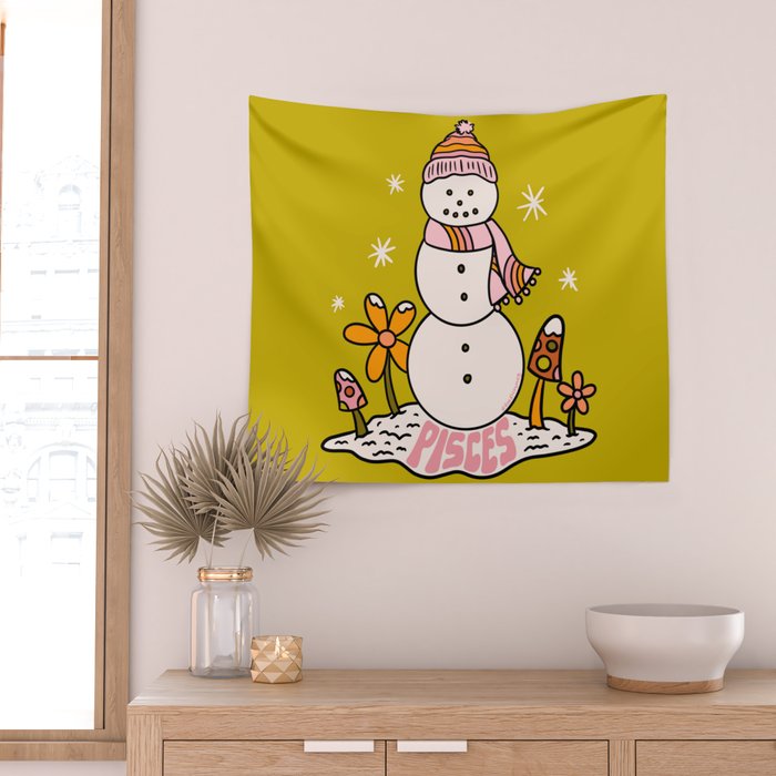 Pisces Snowman Wall Tapestry Gallery Image 2