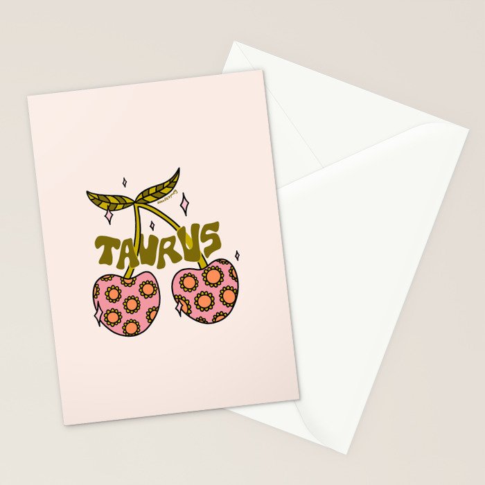 Taurus Cherries Stationery Card Gallery Image 2
