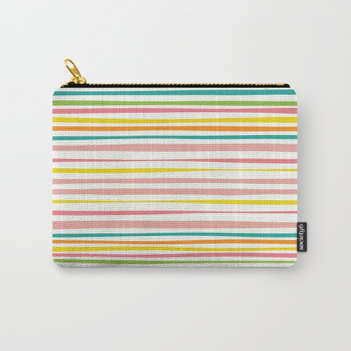Natural Stripes Pattern Colourful Spring Green Pink Yellow Teal Orange Carry All Pouch Gallery Image 1