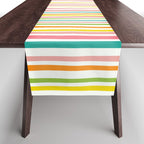 Natural Stripes Pattern Colourful Spring Green Pink Yellow Teal Orange Table Runner Gallery Image 1