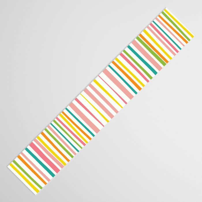 Natural Stripes Pattern Colourful Spring Green Pink Yellow Teal Orange Table Runner Gallery Image 3