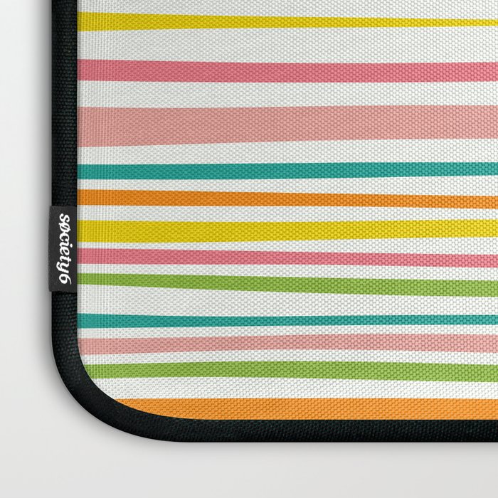 Natural Stripes Pattern Colourful Spring Green Pink Yellow Teal Orange Laptop Sleeve Gallery Image 3